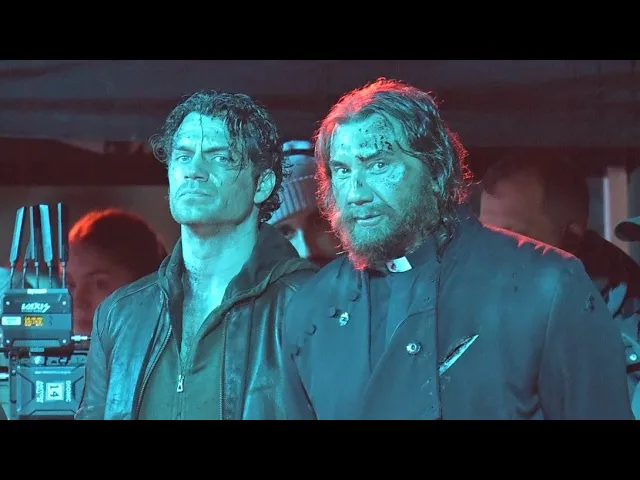 Henry Cavill and Dave Bautista on Highlander Set in London