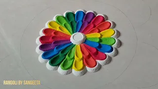 Learn Colors Rangolis / Diwali Rangoli / Relaxing Colorful Art (complete tutorial) / Rangoli Easy-