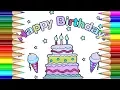 Happy Birt ay coloring book How to Draw Birt ay Cakes Birt ay Balloons Ice Cream Coloring Book