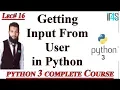 Python Tutorial in Urdu Hindi Getting Input From User in Python Taking Users Input in Python