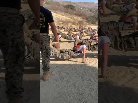U.S. Marine Corps Basic Reconnaissance Course candidates conduct team pushups #Marines #USMC #Shorts