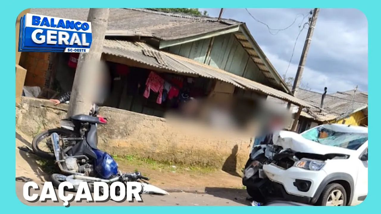 Jovem empina moto, foge da polícia militar e causa acidente em Caçador