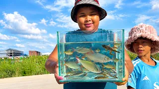 Enjoying the fun of catching fish by the lake