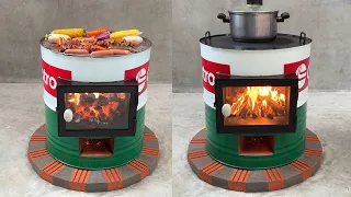 How to make a wood burning stove from red bricks and iron drums