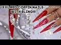 RED COFFIN NAILS WITH BLING - ACRYLIC NAILS 2020