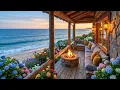 Rest Deeply On A Tranquil Summer Sunset Beach Porch Gentle Ocean Waves And Cozy Campfire Sounds