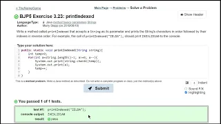 Java Practice It 3 23 printIndexed method basics strings string charAt