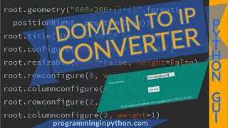 Domain to IP Converter app Python GUI TKInter Programming In Python