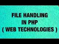 File Handling Operations in PHP Web Technologies