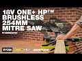 RYOBI 18V ONE HP Brushless 254mm Sliding Mitre Saw R18MS254X in action