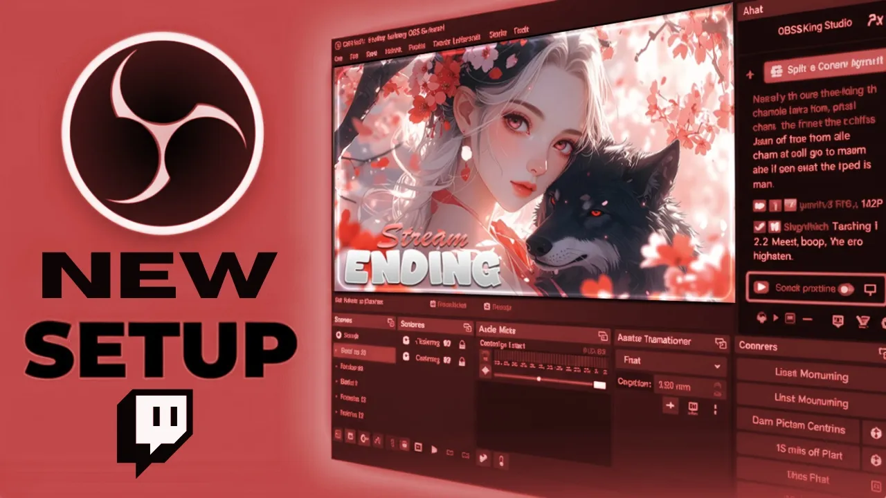 Animated Sakura Wolf Stream Overlay - Twitch, Kick & VTuber
