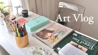 Art Vlog Jelly Guache الكثير من الرسم ماتشا كيف أرطب ألوان 