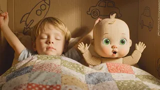 Cardboard house and  Nyrsery rhymes with My Cardboard Baby sleeping in Cardboard Bed