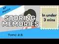 Storing Memories in Under 3 mins AP Psychology Unit 2 Topic 5 2 5