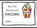 My Five Senses and popcorn coloring book
