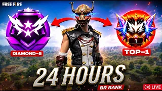 24 Hours BR Rank Push To Grandmaster Top 1 🤩 V Badge & Hacker Lobby 💀 | Free Fire