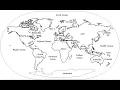 Identify continent Oceans and seas on the world outline map