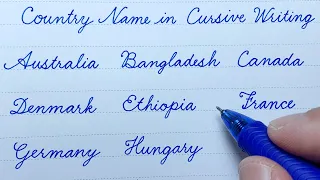 Cursive writing a to z Country Names English Cursive writing abcd Cursive handwriting practice