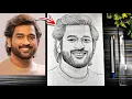 MS Dhoni Drawing Outline Mahi drawing pencil MSD Drawing