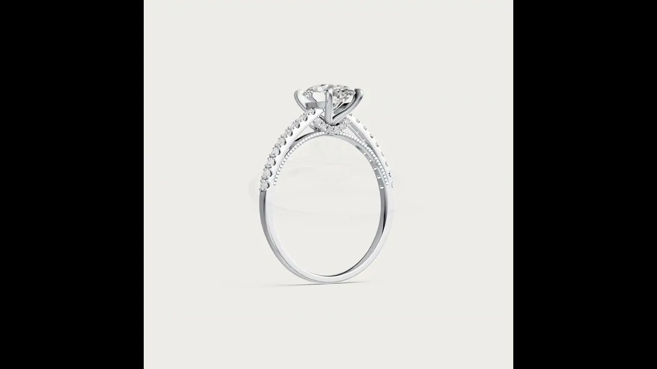 Melina丨Oval Cut Pave Solitaire 1CT Lab Grown Engagement Ring