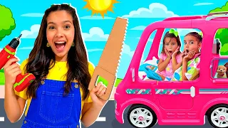 Manu e amigos em Aventuras com o carro da Barbie