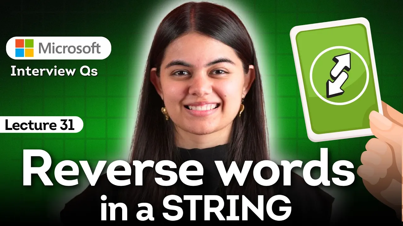 Strings - Part 4 | Reverse Words in String | DSA Placement Series - YouTube thumbnail