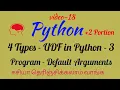 Python-TRB and 2 Portions in tamil Default Function Arguments in UDF function Fun Arg Types