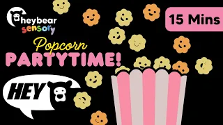 Hey Bear Sensory - Popcorn Partytime! - High Contrast Animation - Classical Music