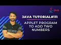 Add Two Numbers Using Java Applet GUI Programming In Hindi