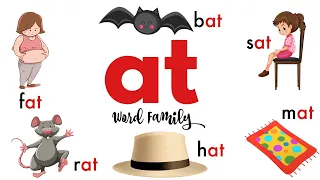 AT Word Family Bat Cat Fat Hat Mat Pat Rat And Sat  AT Word Family Bat Cat Fat Hat Mat Pat Rat And Sat