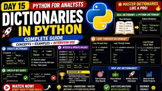 Day-15 Python Dictionaries Explained Key-Value Pairs Loops Interview Questions Python Tutorial