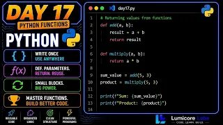 Python Functions Explained def parameters return Lumicore Labs - Day 17