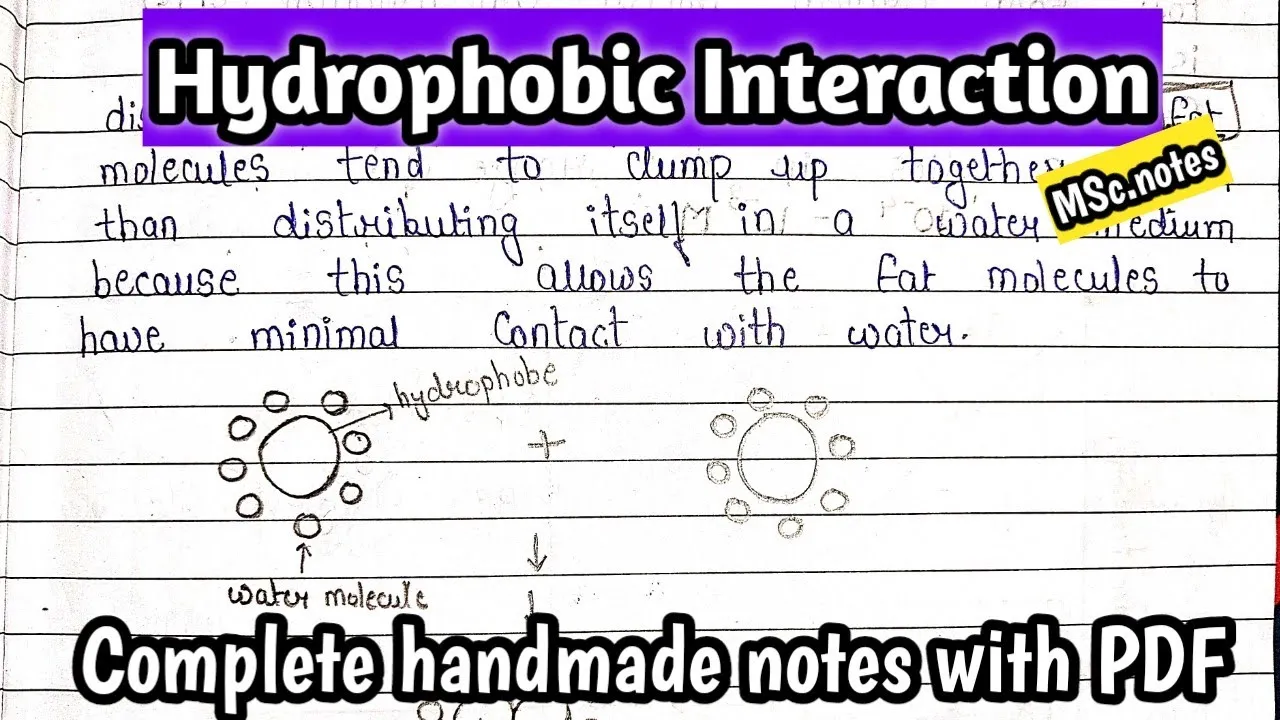 Hydrophobic Interaction | surface chemistry | detail hand made notes | @KanhaiyaPatel