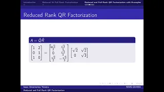 Reduced and Full Rank QR Factorization Using Gram-Schmidt Process