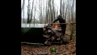 3 Days Bushcraft Winter Camping In Rain And Snow Stone Fireplace Camp Cooking Nature Sounds 