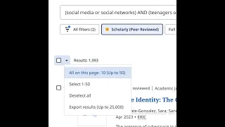 Saving or exporting several articles at once in EBSCO