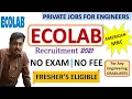 Ecolab recruitment 2021 PRIVATE JOB for Engineer ECOLAB Inc FRESHER S job Mechanical guru