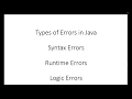 Types of Common Errors in Java programming Eclipse