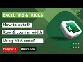 How to auto-fit row and column width using VBA code Chapter 1