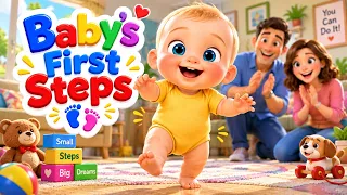 Baby's First Steps 👶 | Baby Learns to Walk Today | Cute Kids Song & Nursery Rhyme