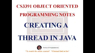 CREATING A THREAD NOTES CS3391 OBJECT ORIENTED PROGRAMMING NOTES 2021 REGULATION CSE