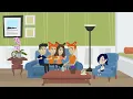 evil leo destorying living room