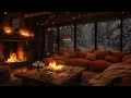 Warm Fireplace \u0026 Soft Piano 🎹 Cozy Winter Ambience with Snowfall for Relaxation