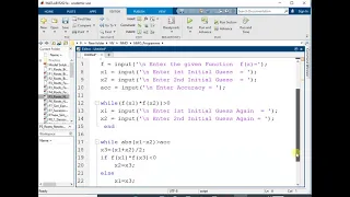 Bisection Method MATLAB Program Code