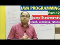 JAVA PROGRAMMING Part-12 Jump Statements break continue return