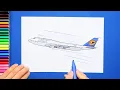 How to draw a Lufthansa Boeing 747 Jumbo Jet Airplane