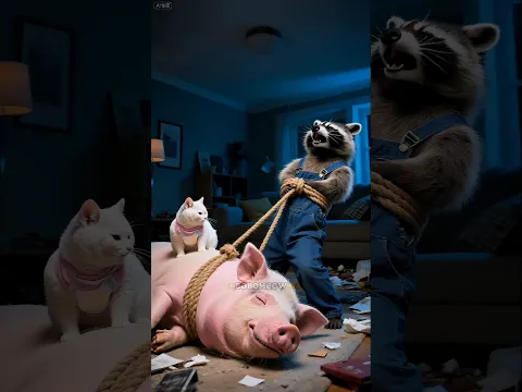 cat π± and wolf πΊ kills pig π· #shorts #catshorts #catvideos #catstory #ai #cartoon #cats #cat #fyp