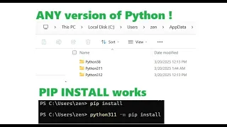 Easy MULTIPLE Python versions with Working PIP INSTALL on Windows