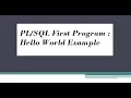 First Program Hello World Example