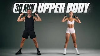 30 Min FULL UPPER BODY Workout With Dumbbells - Muscle Building